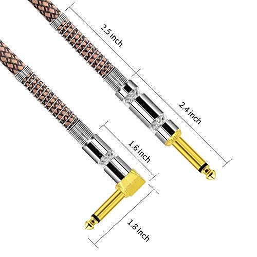 Китара кабел Disino, Правоъгълен от 1/4 инча TS до Директно от 1/4 Инча TS Аудио Инструментален Кабел, Кабел Бас