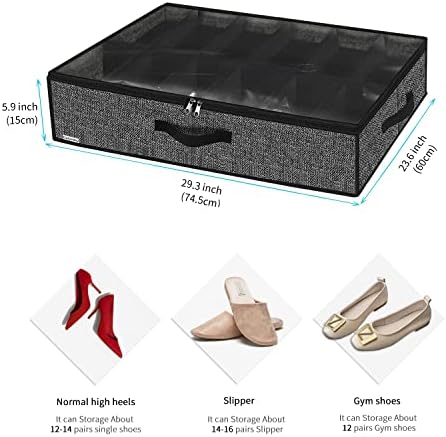 Onlyeasy Здрав Органайзер за съхранение на обувки под леглото, комплект от 2 броя, с капацитет общо 24 двойки, Решение