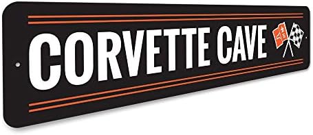 Метална Табела Corvette Cave Chevy, Знак за Нов Автомобил, Интериор на Гаража - 9 x 36 см