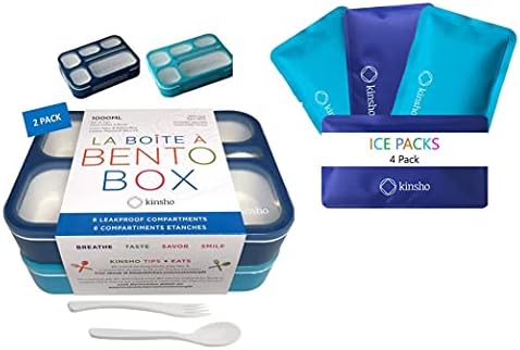 Обяд-апарати kinsho Bento Box и Съответните опаковки (сини)