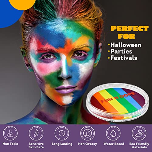 Fun N' Dope - Боя за лице за деца и възрастни (Rainbow Split Cake) - Професионална Нетоксичная боя за тяло на водна основа