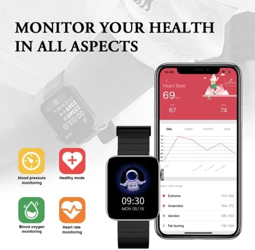Смарт часовници SIMDOG за телефони с Android и iOS, Фитнес тракер със сензорен екран 1,54, монитор на сърдечната честота, Водоустойчив