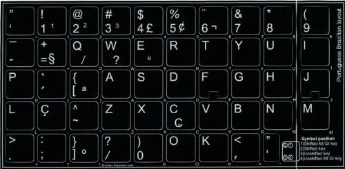 Португальско-бразилски оформление на непрозрачни черни надписи (14x14) на клавиатурата за настолни компютри, лаптопи