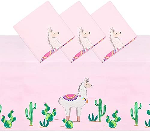 Лъскава Розова Пластмасова покривка за партито по случай рождения Ден на Лама (54 x 108 инча, 3 опаковки)