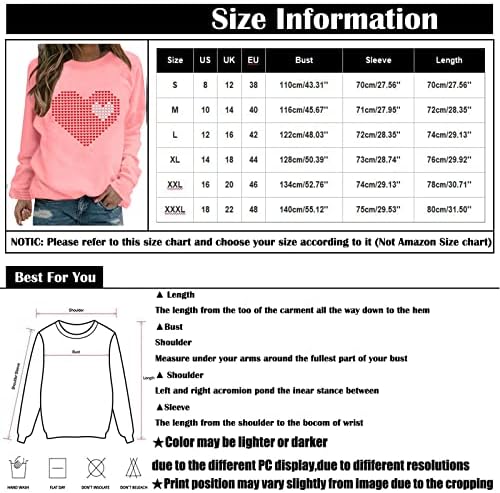 JJHAEVDY/ Дамски Блузи с Хубав Принтом Сърцето си за Любовта, Ризи Свети Валентин, Графични Пуловери, Пуловери, с кръгло