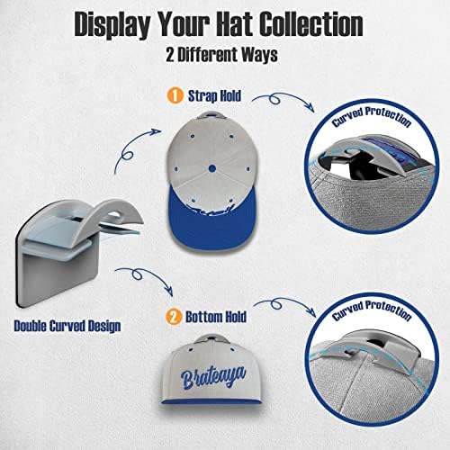 Организатор-държач за бейзболни шапки BRATEAYA на стената, Вградена закачалка за шапки (10 опаковки) и устройство