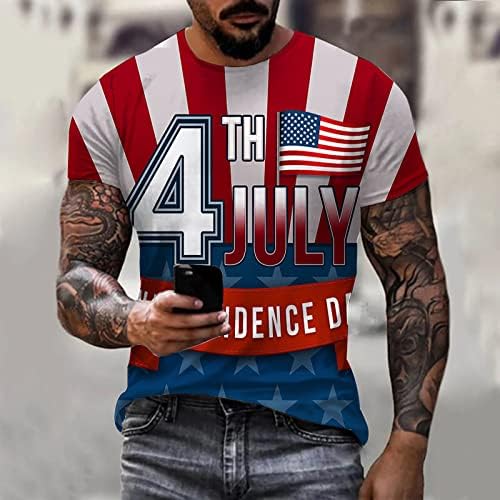 Мъжка тениска с къс ръкав и принтом на Американското, Тениски САЩ в Звездната ивица, Върховете на 4 юли, Ежедневни