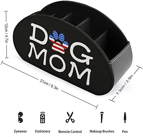 Държач на дистанционното управление за мама-куче с флага на САЩ от кожа с 5 отделения, офис кутия за съхранение,