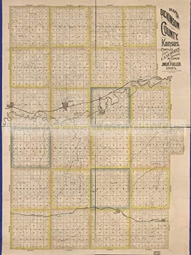 Карта на INFINITE PHOTOS 1885| Карта на име Дикинсън, Канзас| Кадастралната окръг Дикинсън|Dickinson Англия