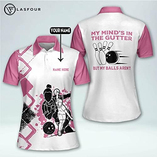 LASFOUR Персонални 3D Peace Love Bowling Вратовръзка Боядисват Сладки Риза за Боулинг за Жени, Подарък за любителите