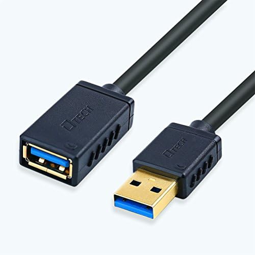 DTech, позлатени удлинительный кабел USB 3.0, 3 метра кабел тип A за свързване на мъжете и жените (черен, 1 метър)
