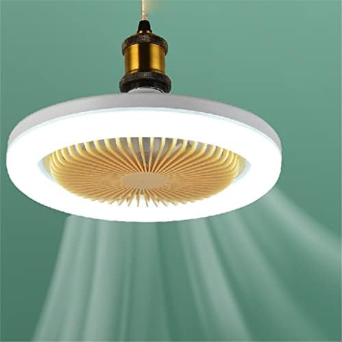Вентилатори вентилатори с led подсветка, съвременната умна лампа E27 без остриета, Вентилатор с глава, вълни, за спалня, офис (Цвят: бял, размер: 12 * 26 см)