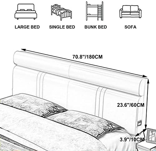 Възглавница за четене в Таблата на леглото Кралски размер, Голяма Кожена Нощна въздушна възглавница с Облегалка,