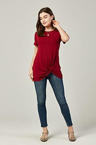 Женска тениска DEVOPS от еластичен памук и модала Класически намаляване с къс ръкав и кръгло деколте, 2 опаковки