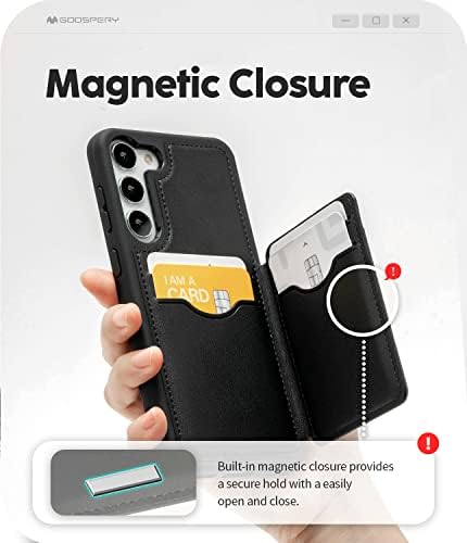 Чанта-портфейл GOOSPERY Balance Fit 5 карти с държач за карти, съвместим с калъф Galaxy S23 Plus, Двуслойни и тънък от изкуствена кожа [Магнитна закопчалка], устойчив на удари Защите?