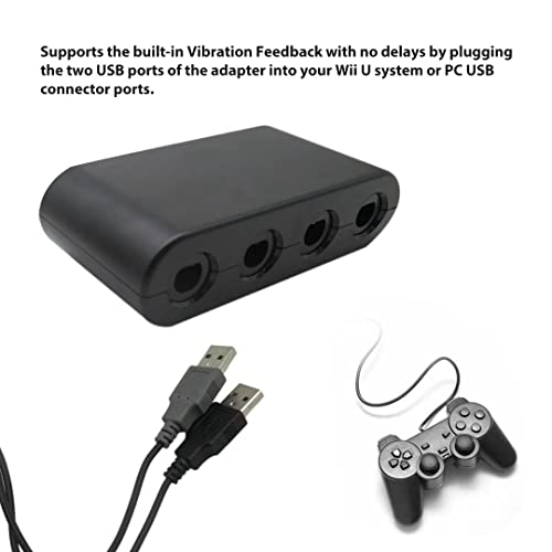 Адаптер за Gamecube контролер с 4 порта е подходящ за конзолата Nintendo Wii U и PC Черно RIUSE