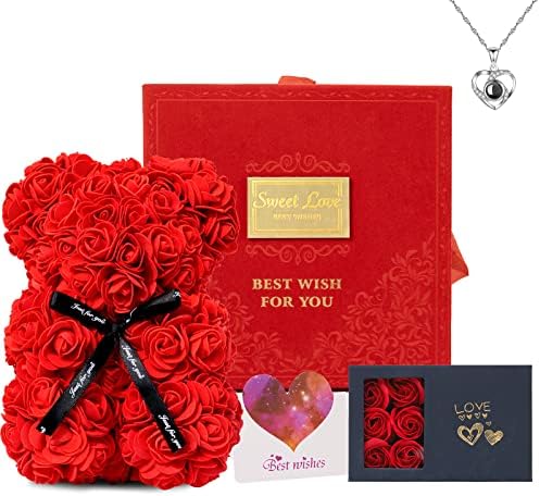 Подарък кутия Jeekfrose с Мече от рози, Фланелевая Подарък кутия за Ден на Майката, 6 Вечните цветове, Вечни Рози, Подаръци за мама, Съпруга, Приятелка, на Нея за Ден на Май