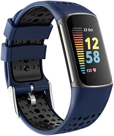 Спортен каишка Ybludiy, Съвместим с Fitbit Charge 5 ленти, в два цвята Fitbit Charge 5 ленти, Мек силиконов ремък