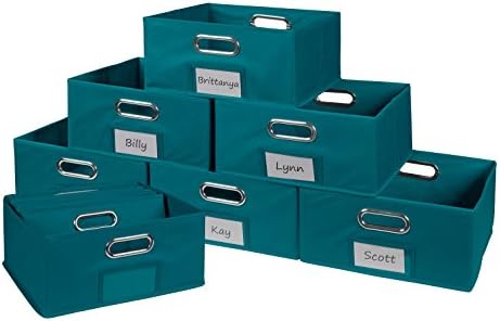 Нишевый набор от Cubo от 12 Сгъваеми кутии за съхранение на тъкани Половин размер с притежателя на печат - Синьо -