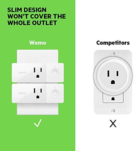 Smart plug Wemo Mini е съвместим с Alexa, Google Assistant и Apple HomeKit, комплект от 3 теми (certified възстановени)