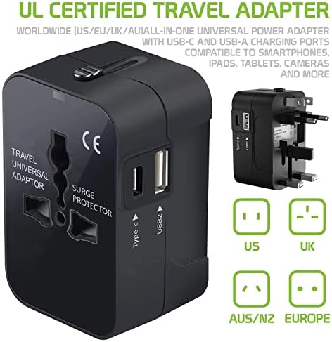 Международен захранващ адаптер USB Travel Plus, който е съвместим с Kyocera E6820 за захранване на 3 устройства