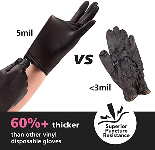 Ръкавици за еднократна употреба OriStout за жени, Черни Винилови Ръкавици за Еднократна употреба Без латекс за приготвяне на