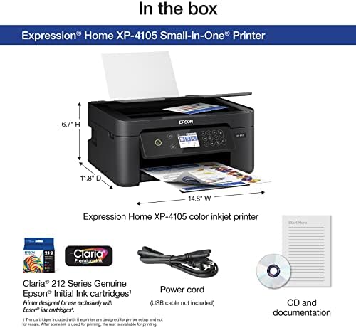 Цветен мастилено-струен принтер Epson Expression Home XP-4205 Безжична Всичко в едно, черно-бял, с резолюция от 5760 x 1440 dpi, 10,0 стр/мин, цветен дисплей 2.4 инча, Автоматичен двустране?