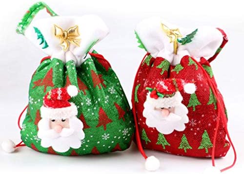 Подарък пакети за Дядо Коледа, 3 бр., коледни чанти, коледни торбички за бонбони, текстилен подарък чанта с