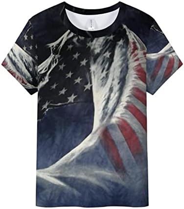 На 4 юли Ризи, Дамски Ризи С Флага на сащ Летни Ежедневни Блузи Тениска С Къс ръкав на Райе със Звездите Удобна