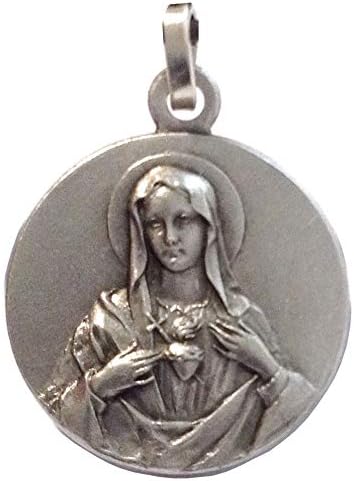I G J Медал на светото Сърце на Мария от сребро 925 проба - Медал на Светци Покровители