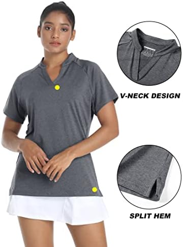Дамски ризи Топка за голф TACVASEN с V-образно деколте и Къс ръкав, Без Яка UPF 50 + Защита От Слънцето, бързо