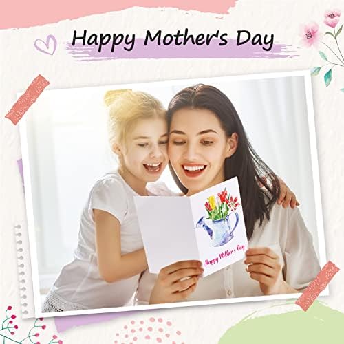 Jutom 36 Комплекти Картички за Деня на майката на Едро 4x5,5 см, Асорти от Цветни Картички и Пликове, Малки Картички
