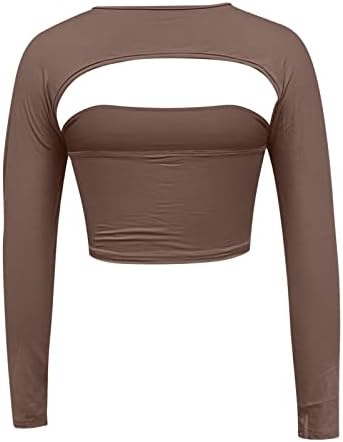 Жена Секси Топ с отворена гърбовете, на Ежедневните Кратки Блузи с дълъг Ръкав, тениски С деколте Отпред, Тънка Обтягивающая