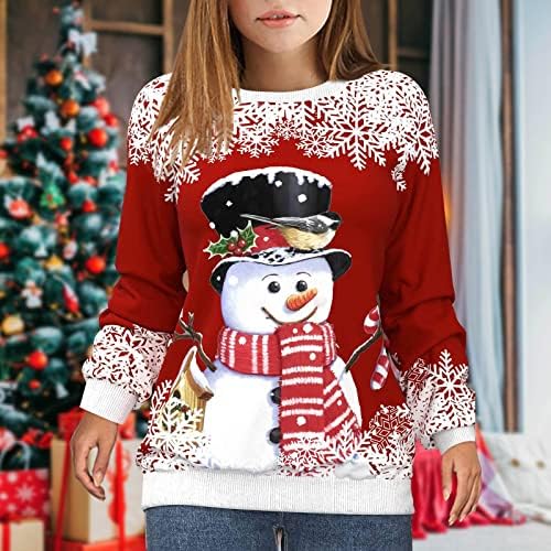 NOKMOPO, Коледни Ризи за жени, Дамски Пуловер, Отгоре с принтом Снежен човек, Ежедневна Спортна Блуза с 3D Принтом,