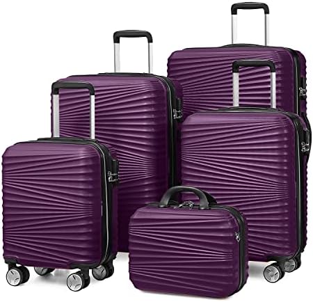 Комплекти за багаж LEAVES KING, 3 предмет, определени за багаж в твърда обвивка, която може да бъде увеличена ръчния багаж, Куфара с въртящи се колела, Траен Лек Пътен комп