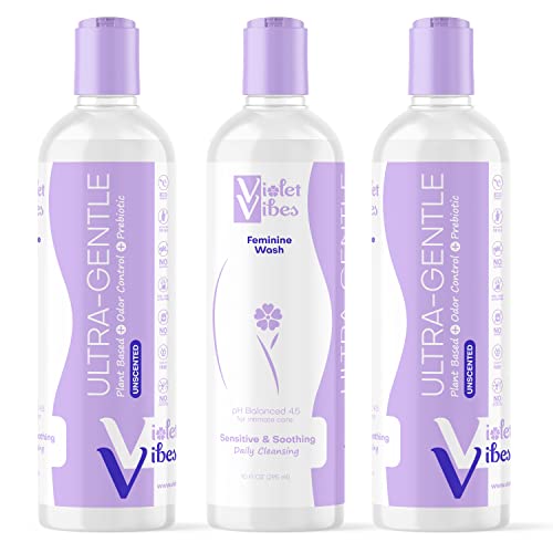Violet Vibes Ултра-нежен женски гел за измиване на лицето (без мирис - 3 опаковки по 10 грама) | Чувствителен и спокоен,