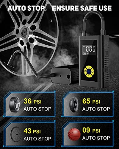 Портативен Въздушен Компресор за Изпомпване на гуми, Въздушна Помпа за Автомобилни гуми с LCD дисплей налягане, помпа колоездене