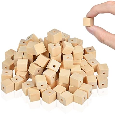 Supkiir Дървени Кубчета за Бродерия, 100 бр. Дървени Кубчета за бродерия с дупки, Непълни Дървени Кубчета за diy, Кубчета с