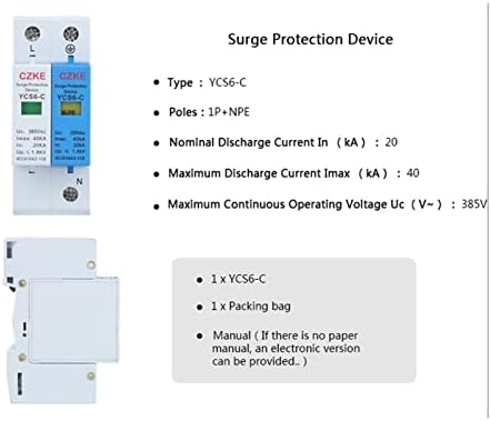NUNOMO YCS6-C 1P + NPE 20-40kA AC SPD Защита от пренапрежение за дома Защитно низковольтное Битово устройство