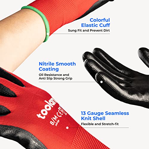 Предпазни работни ръкавици OKIAAS, сини, 12 двойки, Нитриловые Работни ръкавици toolant с дръжка - 12 двойки, Червени,