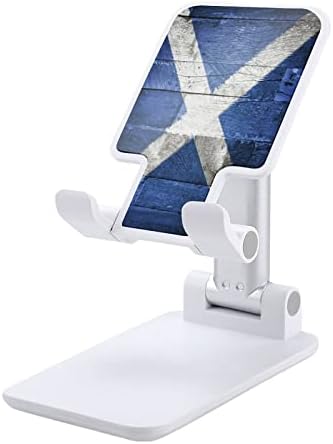 Флаг на Шотландия Старо Дърво Сгъваема Поставка за Мобилен Телефон, Регулируема Поставка калъф Телефон Настолна