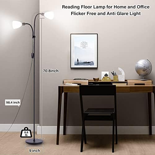 Под лампа XEMQENER, Модерен под лампа с лампа за четене, за хол, Спалня, Офис, Регулируема лампа на високо