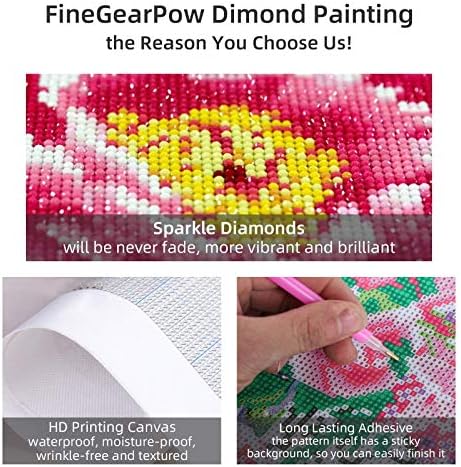 FineGearPow 4 опаковки 5D Комплекти за диамант живопис за възрастни, САМО Diamond Изкуство за възрастни, Пълна Тренировка