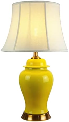 ZHYH Керамична Настолна Лампа в Китайски стил, Европейската Ретро Жълта Настолна Лампа за хола на Хотела, Нощна лампа за Спални