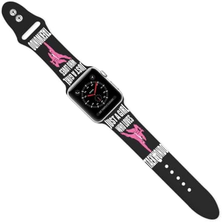 Момиче, което обича бойното изкуство таекуондо, Оригинална каишка Apple Watch модел - Мек и здрав силикон каишка Apple Watch, лесни за инсталиране въжета за умни часовници, ши?