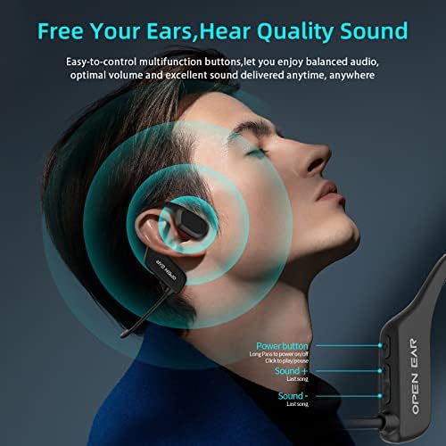 Слушалки OUFUNI с костна проводимост, Слушалки с отворени уши, Безжични Bluetooth, Водоустойчиви Спортни
