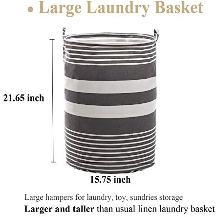 Сгъваема кошница за дрехи Haundry, Голяма Кръгла Кошница за дрехи височина 22 инча за съхранение на дрехи