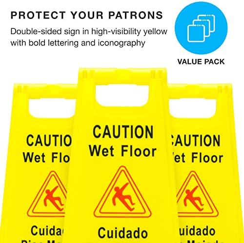 Промишлени табели с болтовой глава За предупреждение за мокра етаж | Двустранно Два предупреждение, Piso Mojado | Предотвратяване