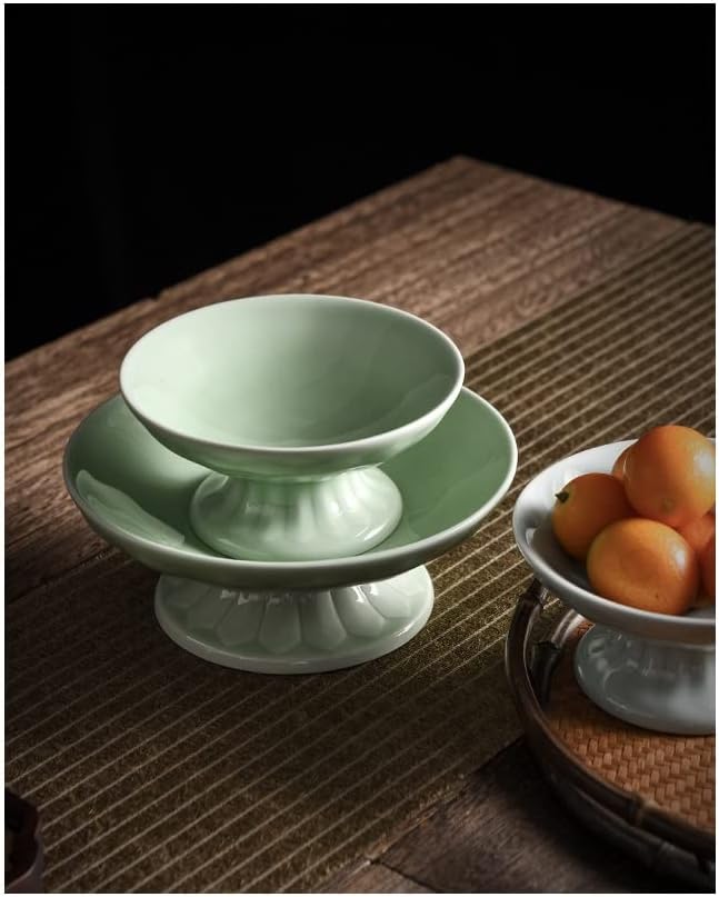 N/A Creative Zen-Голяма чиния, Китайската Чаена чинийка на високи крака, Пещ за печене на плодове, Чиния за закуски, Бонбони, сушени плодове, Керамична тава (Цвят: C размер: 16,