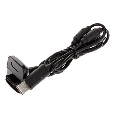НОВОСТ - Специален кабел за зареждане и свързване с 2-в-1 за Xbox 360 (черен)